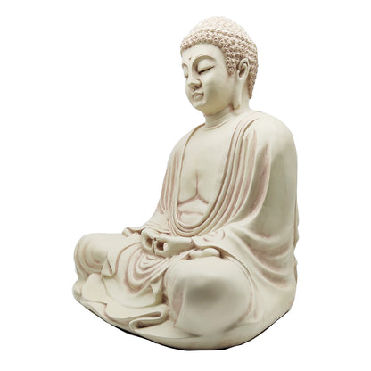 Stone Finish Meditating Dhayana Mudra Japanese Buddha Buddhism Statue 16" Tall