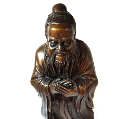 Bronze Kong ZI Confucius Confucian Philosopher Educationist Statue Sculpture 18"