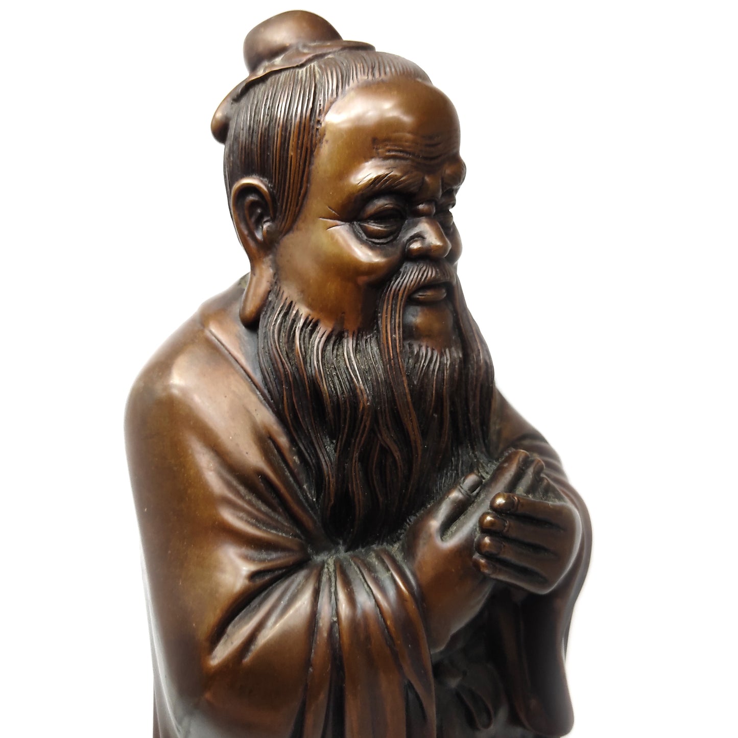Bronze Kong ZI Confucius Confucian Philosopher Educationist Statue Sculpture 18"