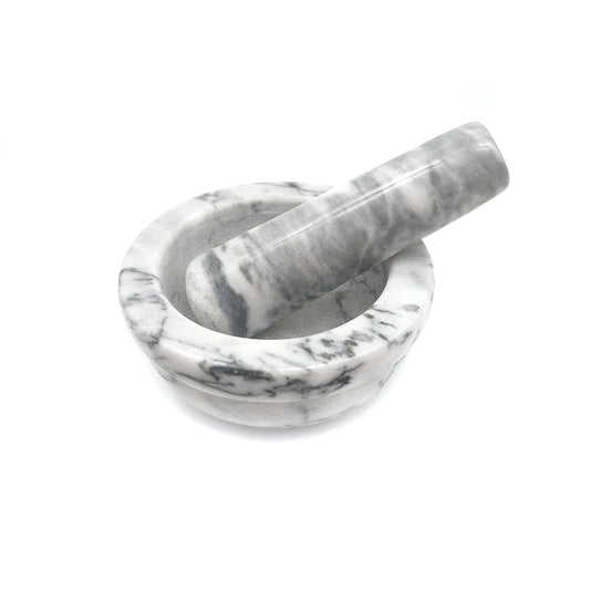100% Marble Mortar and Pestle All Natural Marble Hand-carved Handmade 3.75"