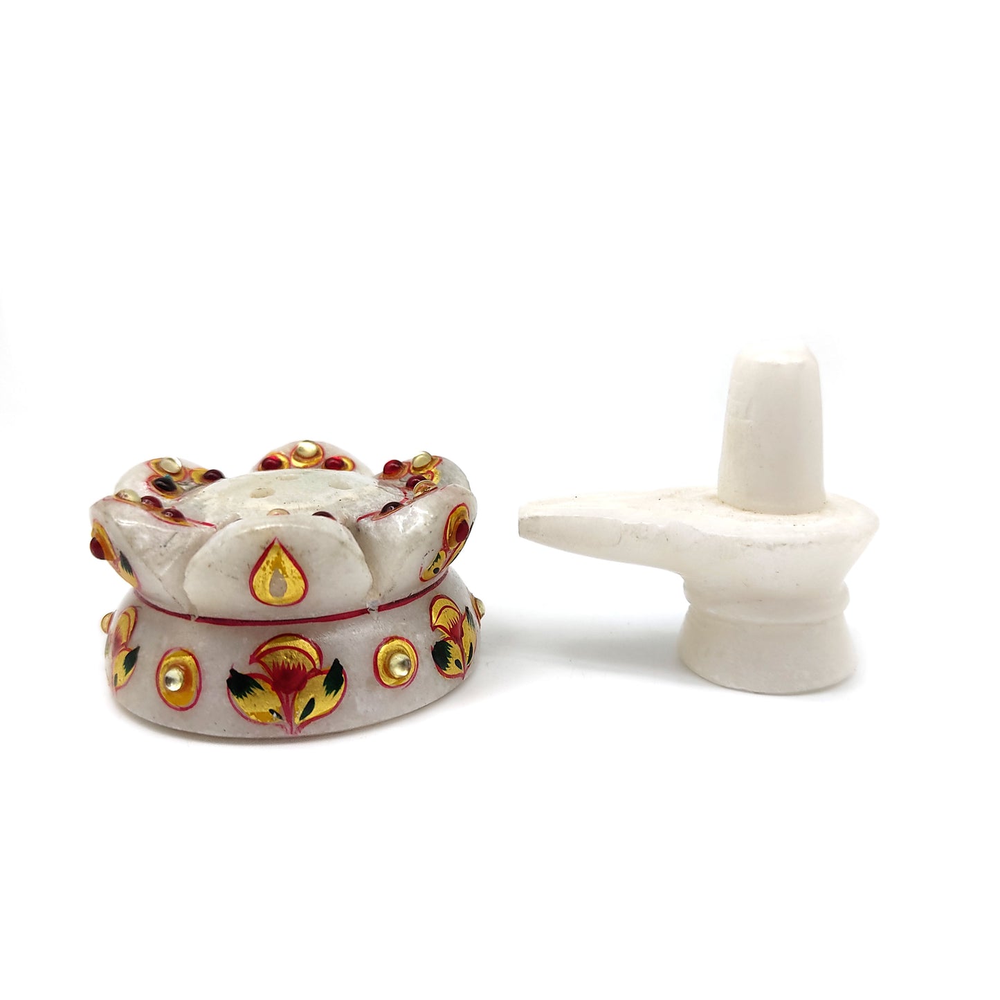 Marble Set Decorative Ethnic Stick Incense Burner With Pure White Marble Lingam