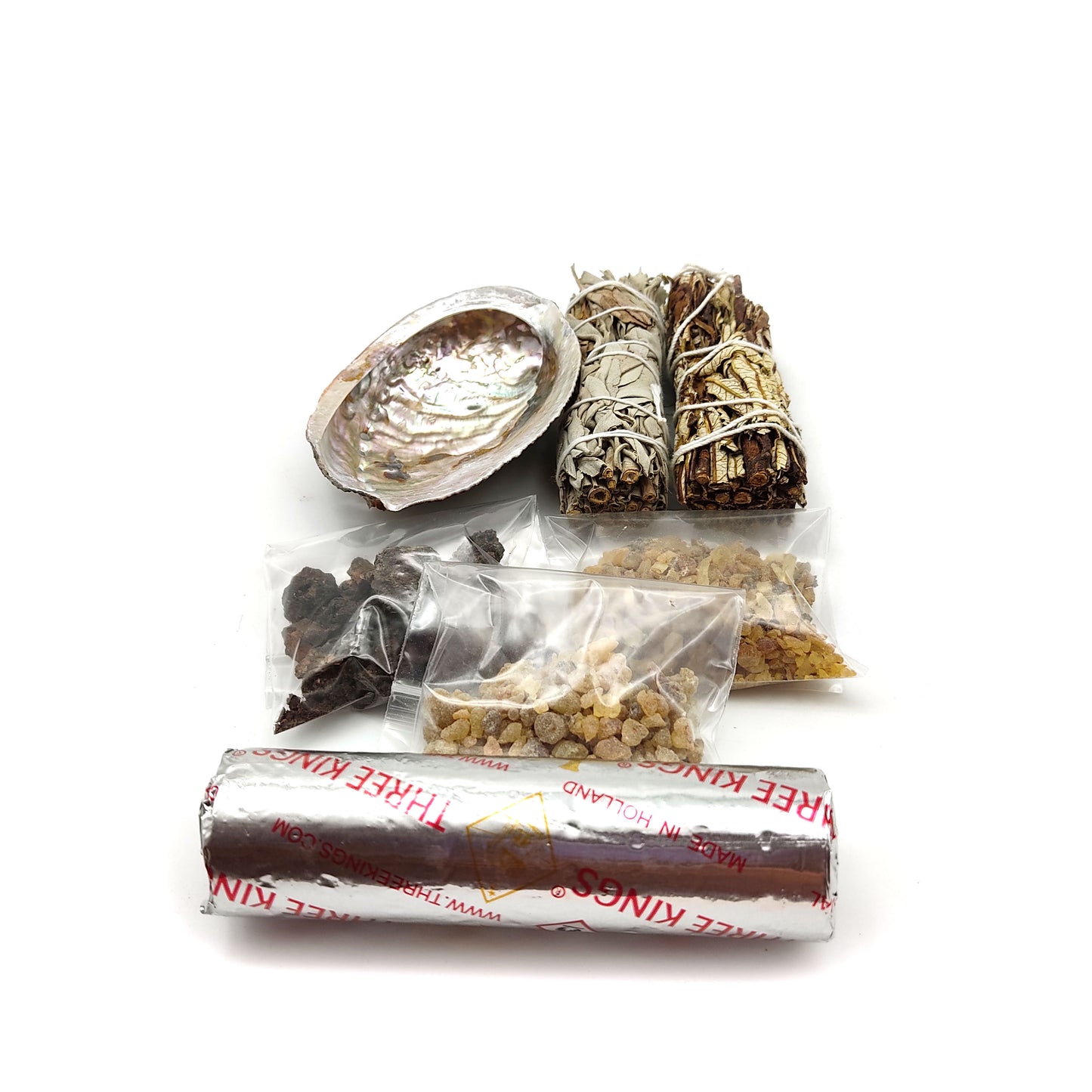Smudging Kit Abalone Shell Charcoal Yerba Santa Sage Frankincense Myrrh Copal