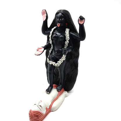 Hindu Gods Kali Maa Shiva Altar Statue Deity - Handmade Clay 7.75"