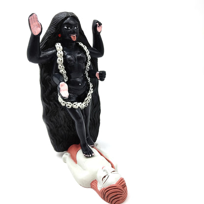 Hindu Gods Kali Maa Shiva Altar Statue Deity - Handmade Clay 7.75"