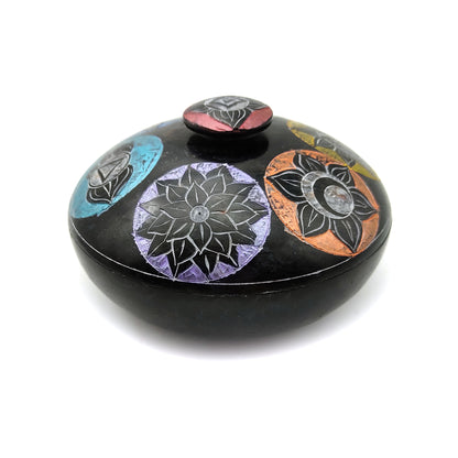 Chakra Soapstone Hand-painted  Stick Incense Box Decorative Burner Bowl Dish 4"