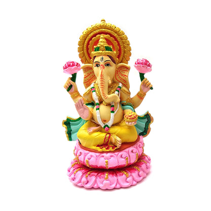 Ganesh Ganapati India Elephant God Remover of Obstacles Resin-Clay Statue  6.5"