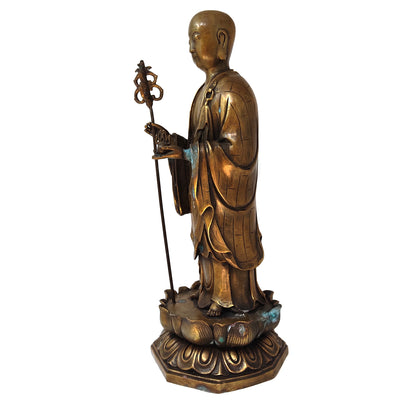 Bronze Tangseng Ksitigarbha Bodhisattva Monk Buddha China Buddhism Statue 17"