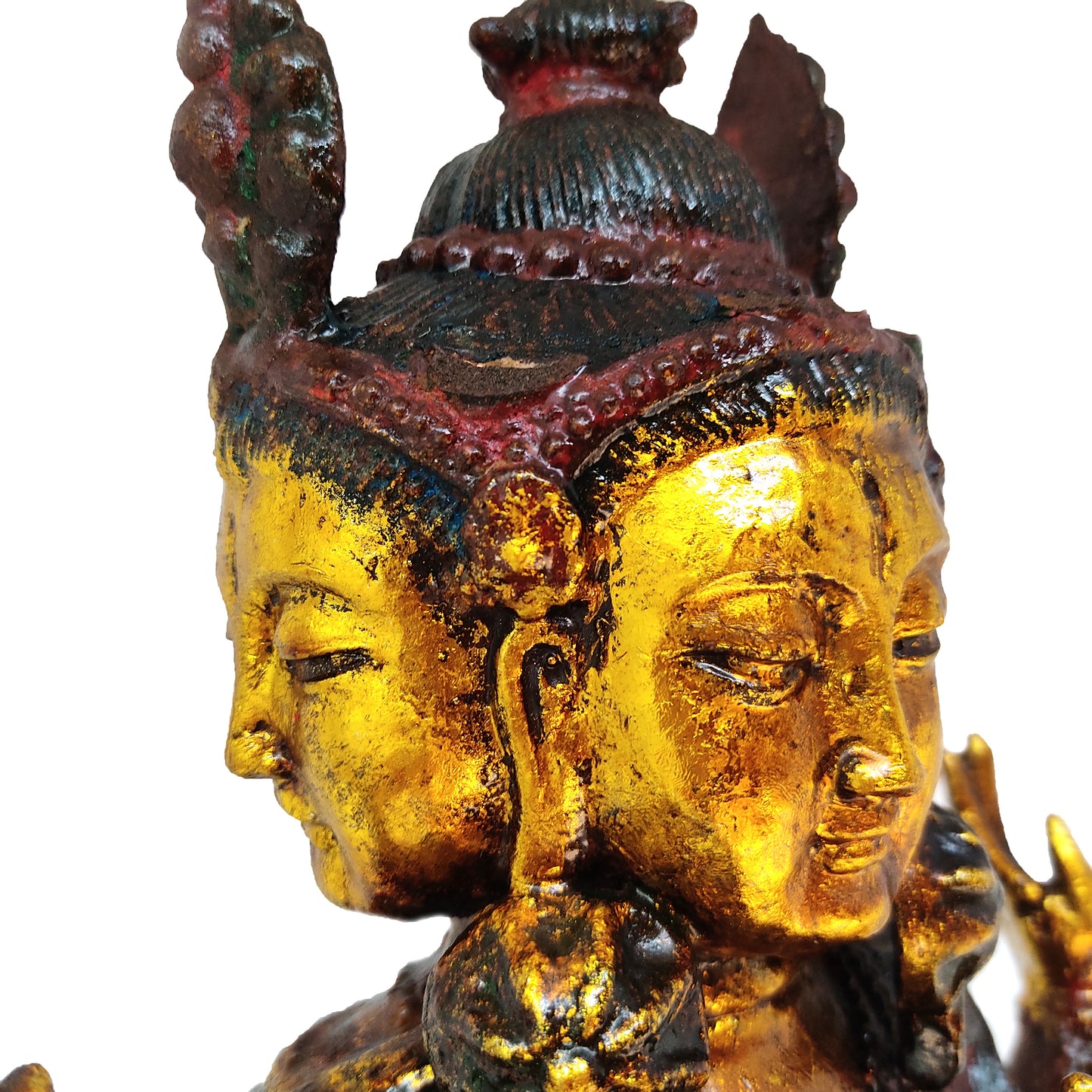 Kwan Yin 4 Heads 8 Arms Large Metal Garden Quan Guan Yin Buddha Statue 15" Tall