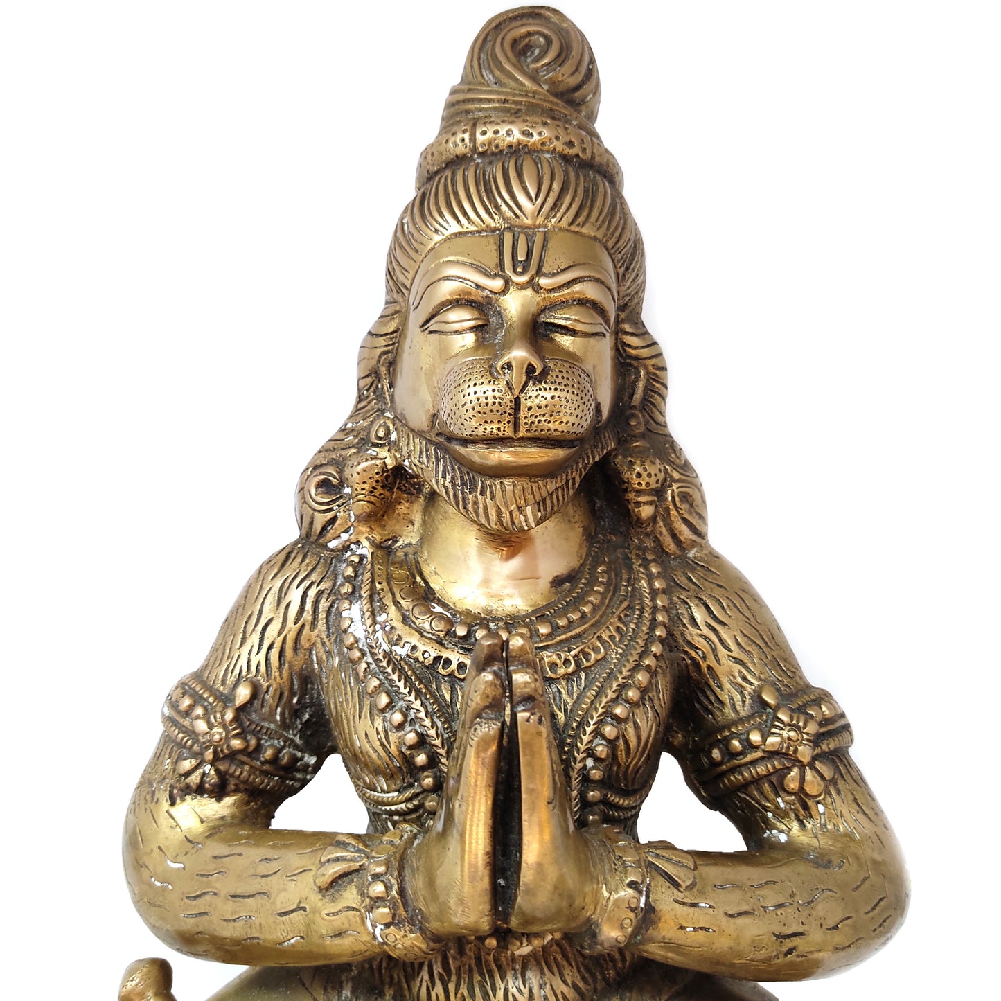 India Hanuman Monkey God Devotee Hanumanji in Meditation Statue Sculpture 17" Tall