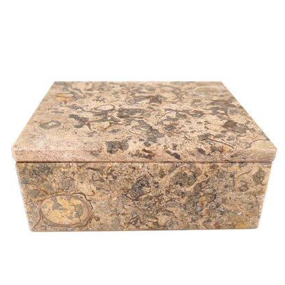 Coral Stone Trinket Keepsake Jewelry Box Handmade Decorative Box 5" x 4"