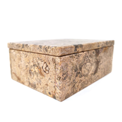 Coral Stone Trinket Keepsake Jewelry Box Handmade Decorative Box 5" x 4"