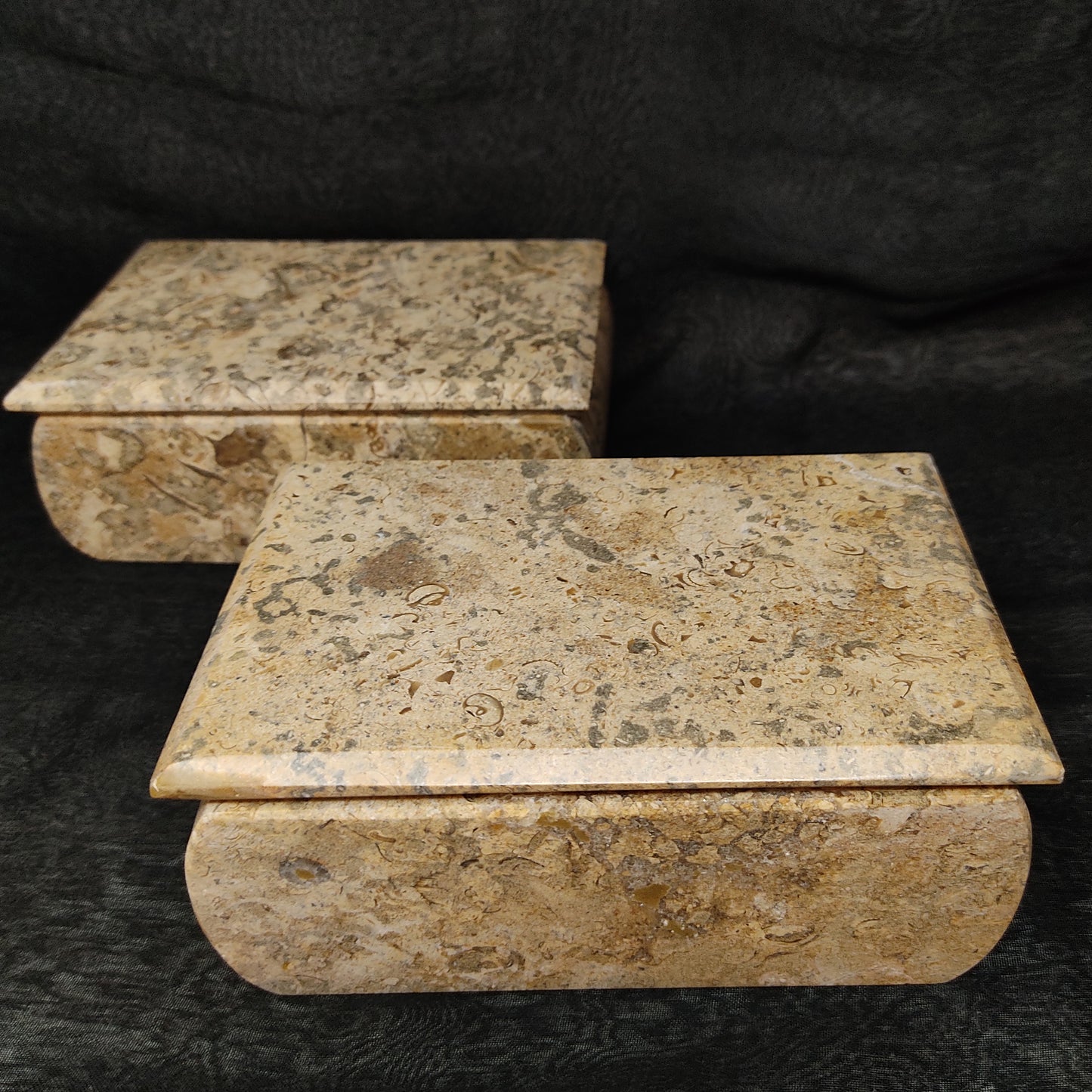 Large Coral Stone Trinket Keepsake Jewelry Box Handcrafted Box 6.25" Long