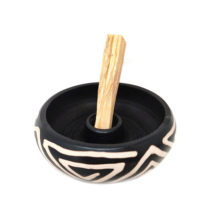 Ceramic Burner Incense Palo Santo Sticks, Cones Peruvian Artisan Burner Holder 5"