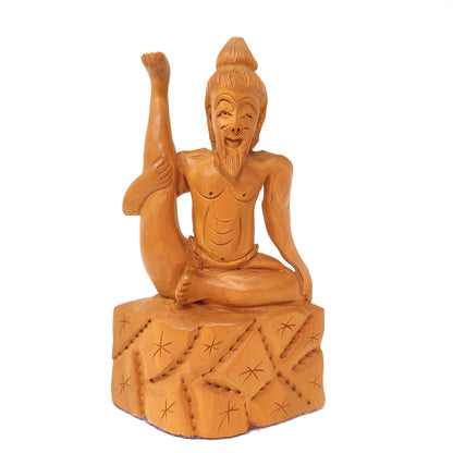 Set of 4 All Wood Yoga Posture Hand-carved Yogi Asana Sculpture Figurine Statue 6"