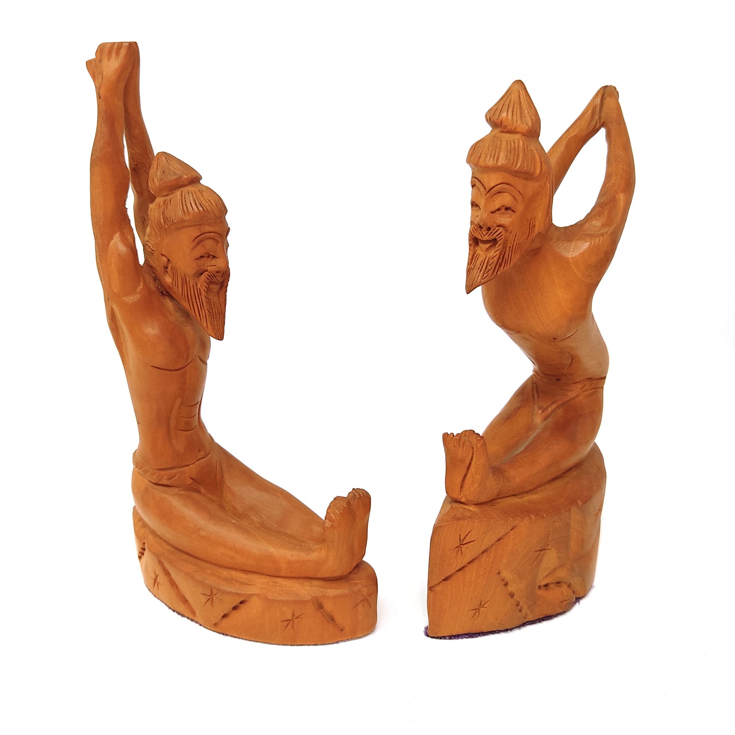Set of 4 Wood Yoga Posture Hand-carved Yogi Asana Sculpture Figurine Statue 6"