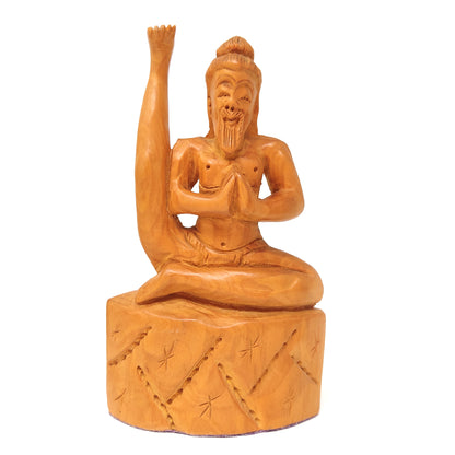 Set of 4 Wooden Yoga Posture Hand-carved Yogi Asana Sculpture Figurine Statue 6"