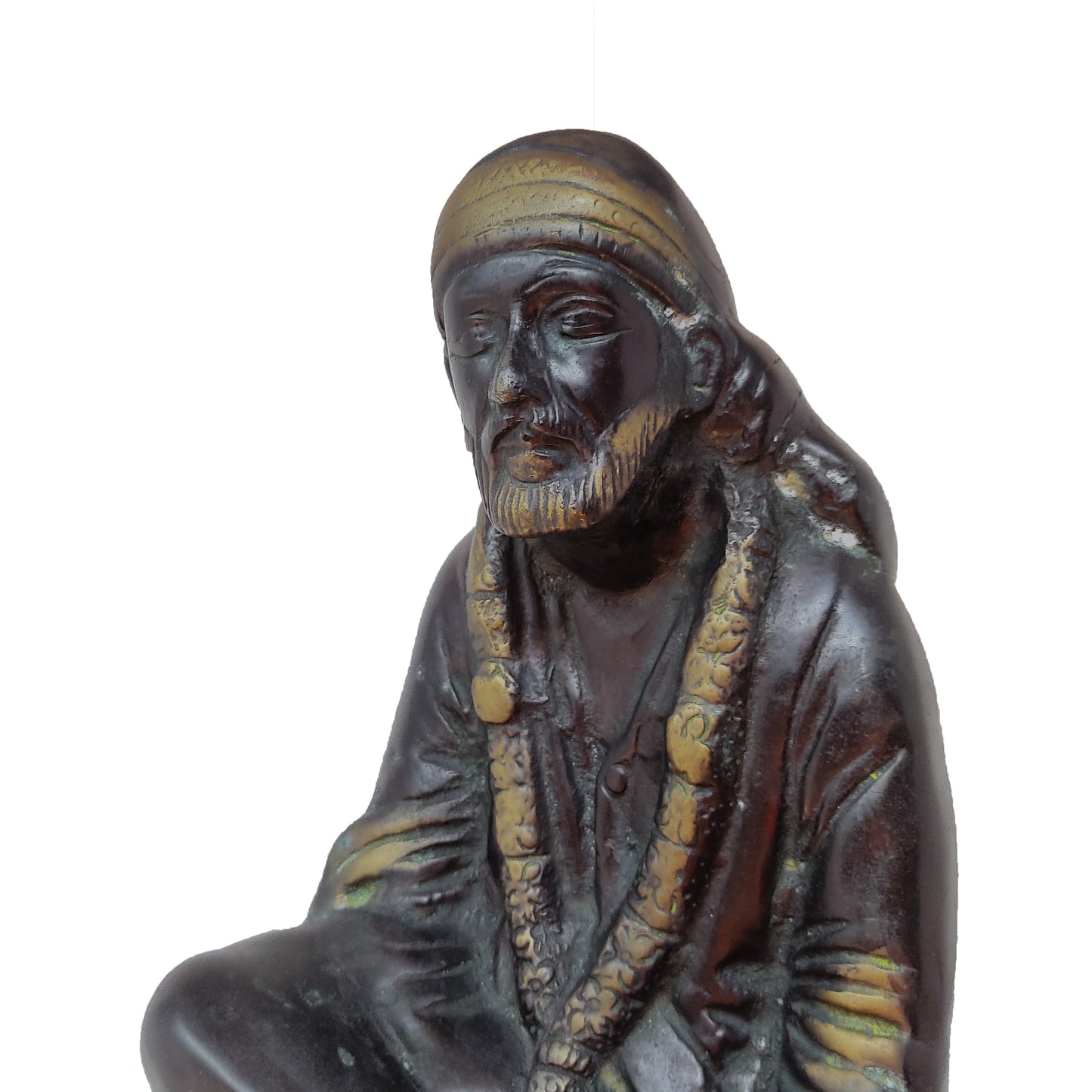 Black Sai Baba Statue India Blessing Baba Religious Home Decoration Sculpture 14"