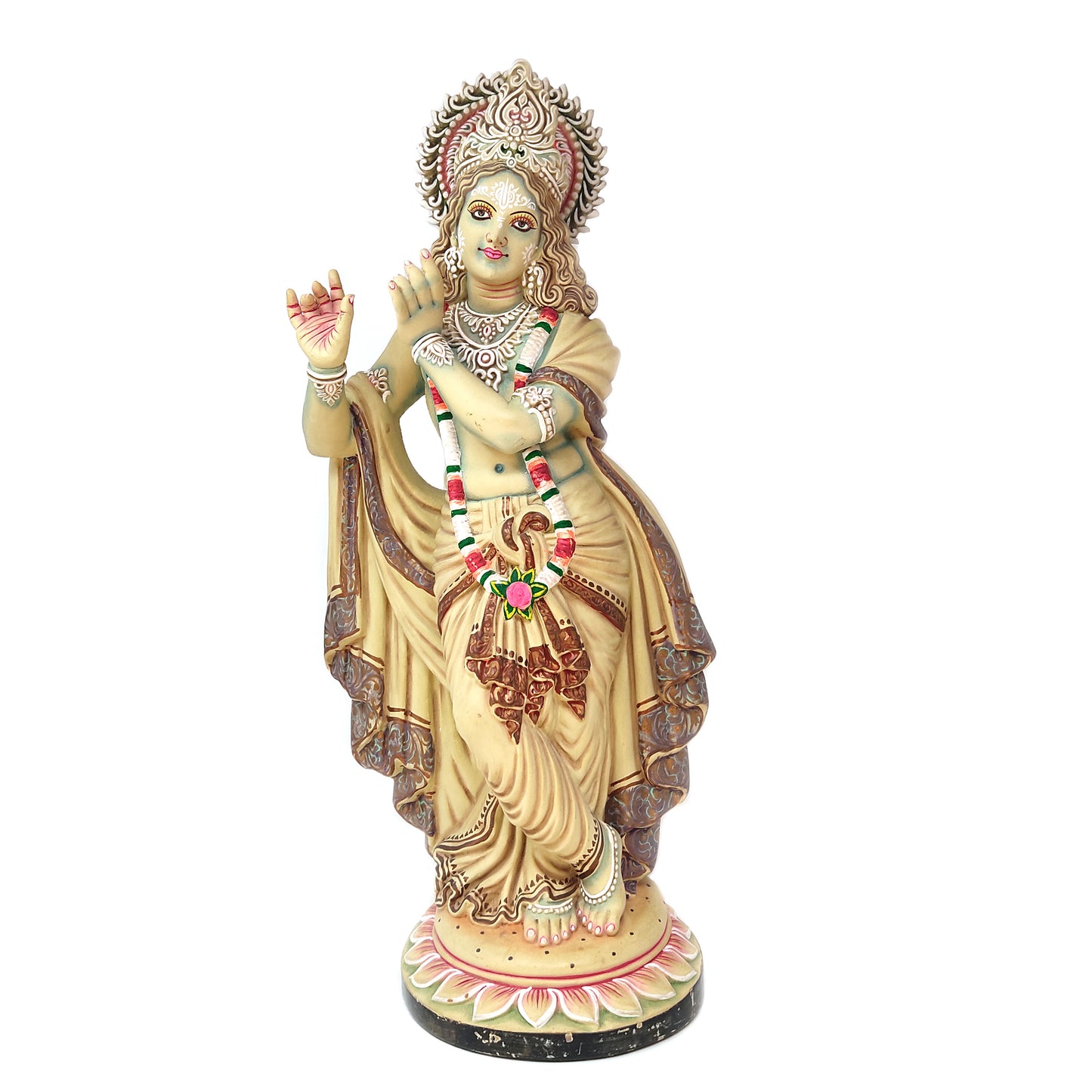 Terracotta Krishna India God Handmade Sculpture Figurine Clay Statue 