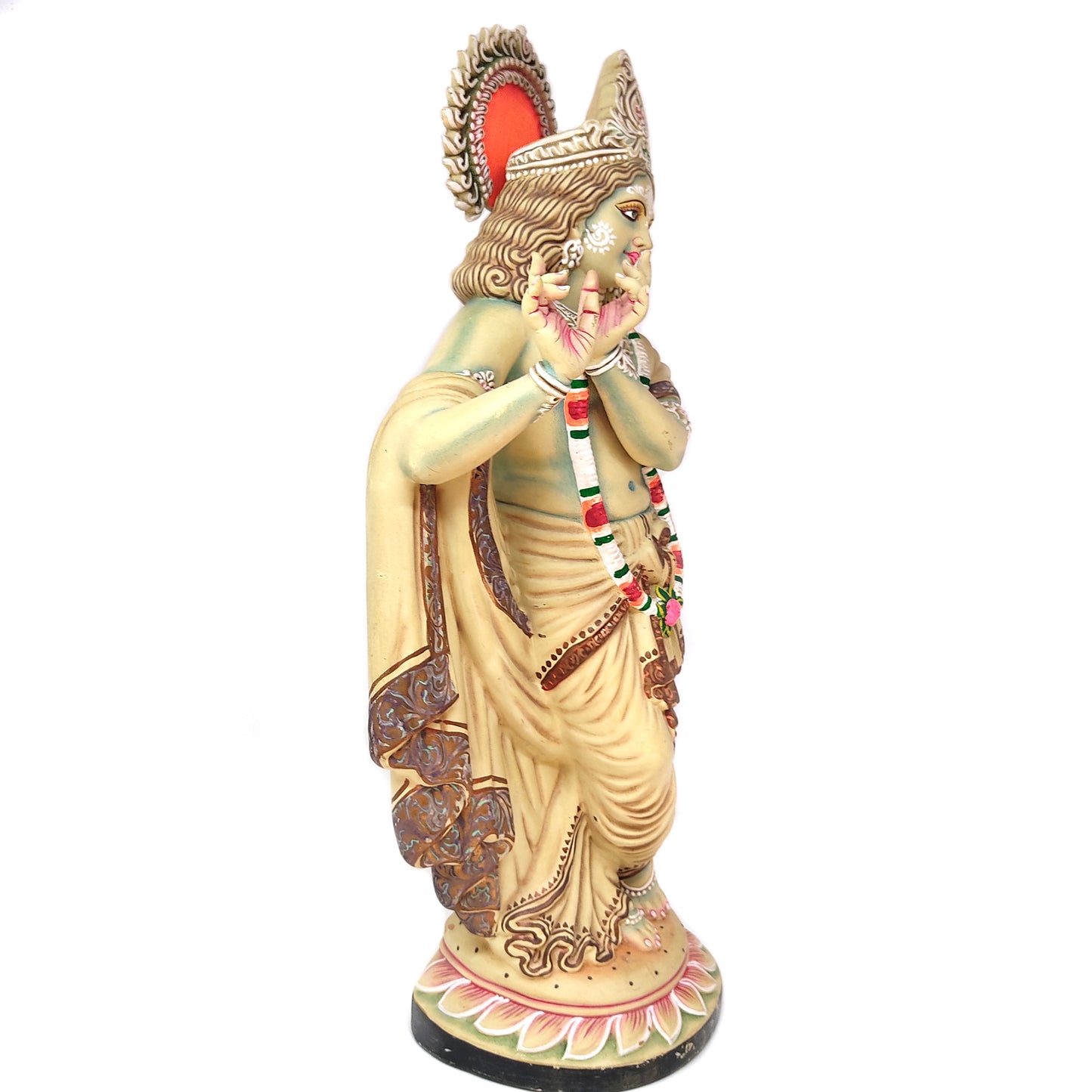 19.75" Terracotta Krishna India God Handmade Sculpture Figurine Clay Statue