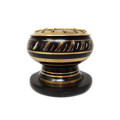 Carved Brass Censer Burner for Incense Resin Sage with Coaster and Screen Net