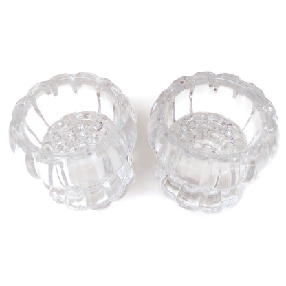 Deplomb Lead Crystal Candle Holders With Flower Colorful Tealight Candles Pair 2.5"