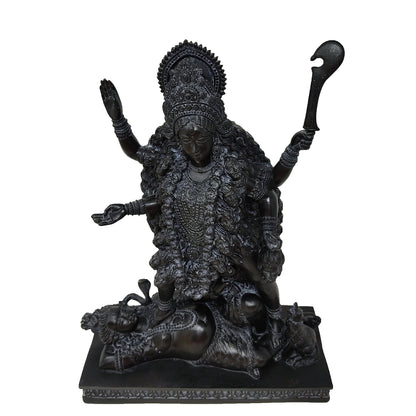 13" Black Maa Kali Statue India Goddess Kali Mata Standing Over Shiva Resin Idol