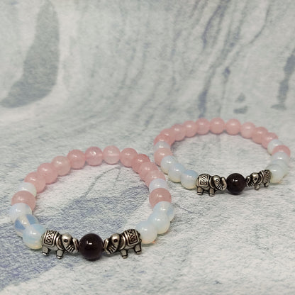 Bracelet Rose Quartz Amethyst Opalite Beads Elephant Friendship Bracelet Gift