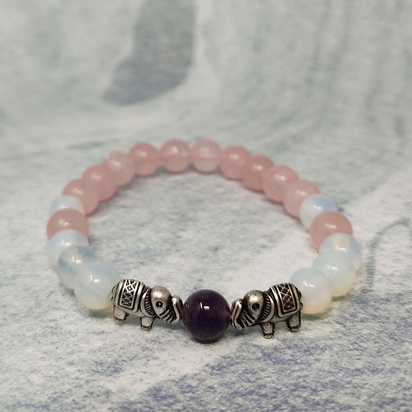Bracelet Rose Quartz Amethyst Opalite Beads Elephant Friendship Bracelet Gift