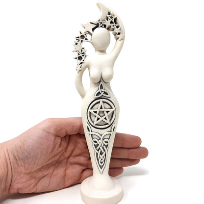 Pentacle Goddess and Lord Statue Set Handmade Resin Altar Statue 8.5"