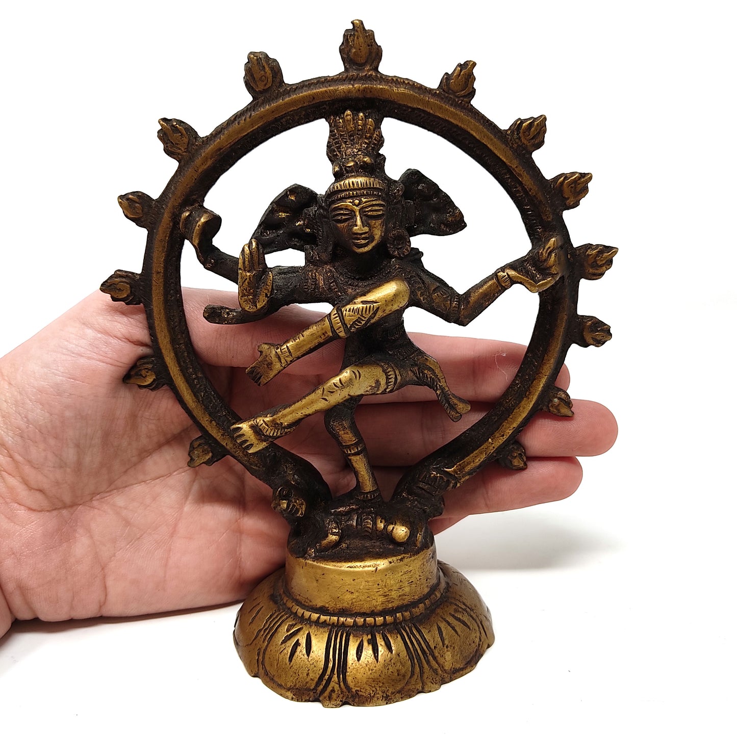 Nataraja Brass Statue Dancing Shiva Nataraj Handmade India God Statue Murti 5.75"