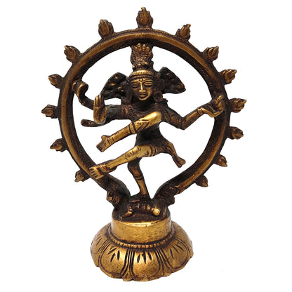 Nataraja Brass Statue Dancing Shiva Nataraj Handmade India God Statue Murti 5.75"