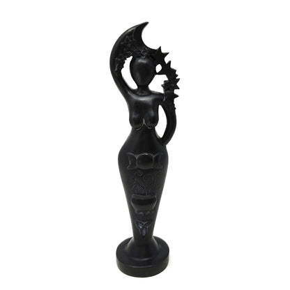 Black Pentacle Goddess Handmade Signed Statue Wicca Pagan Night Queen Idol 8.5"
