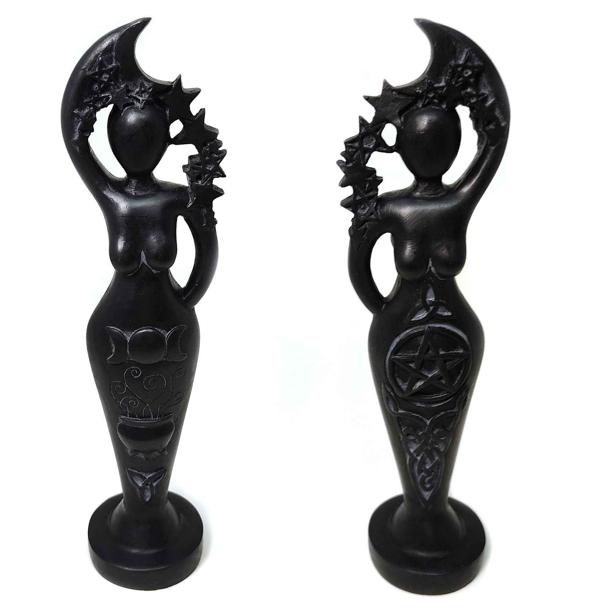 black pentacle goddess pagan statue