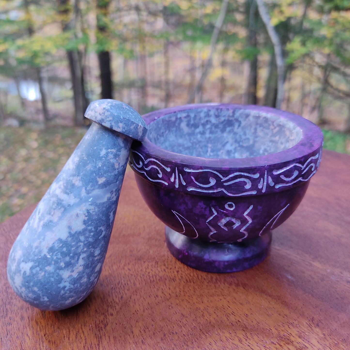 Purple Soapstone Earth Goddess Mortar and Pestle  - Absolutely Beautiful 3.5" Wide
