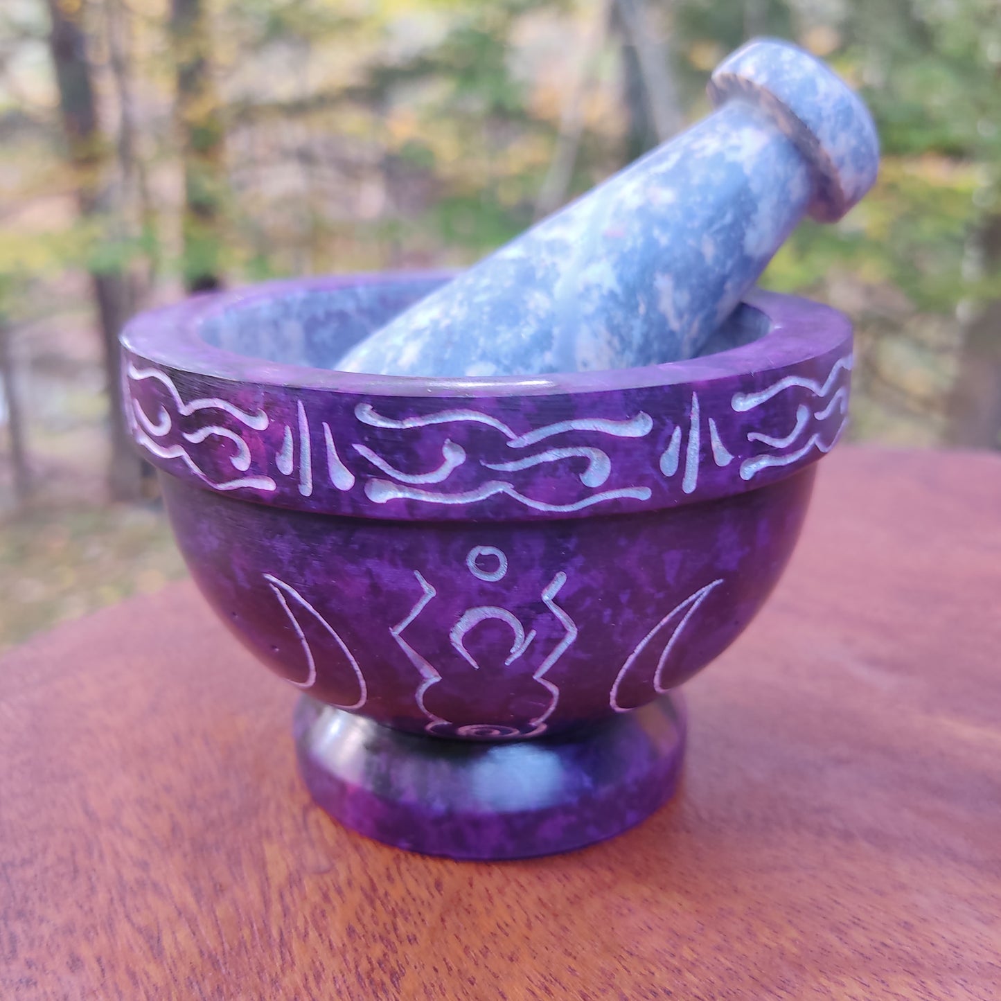 Purple Soapstone Earth Goddess Mortar and Pestle  - Absolutely Beautiful 3.5" Wide