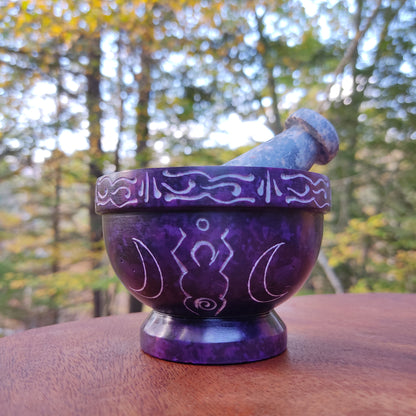 mortar and pestle purple earth goddess soapstone