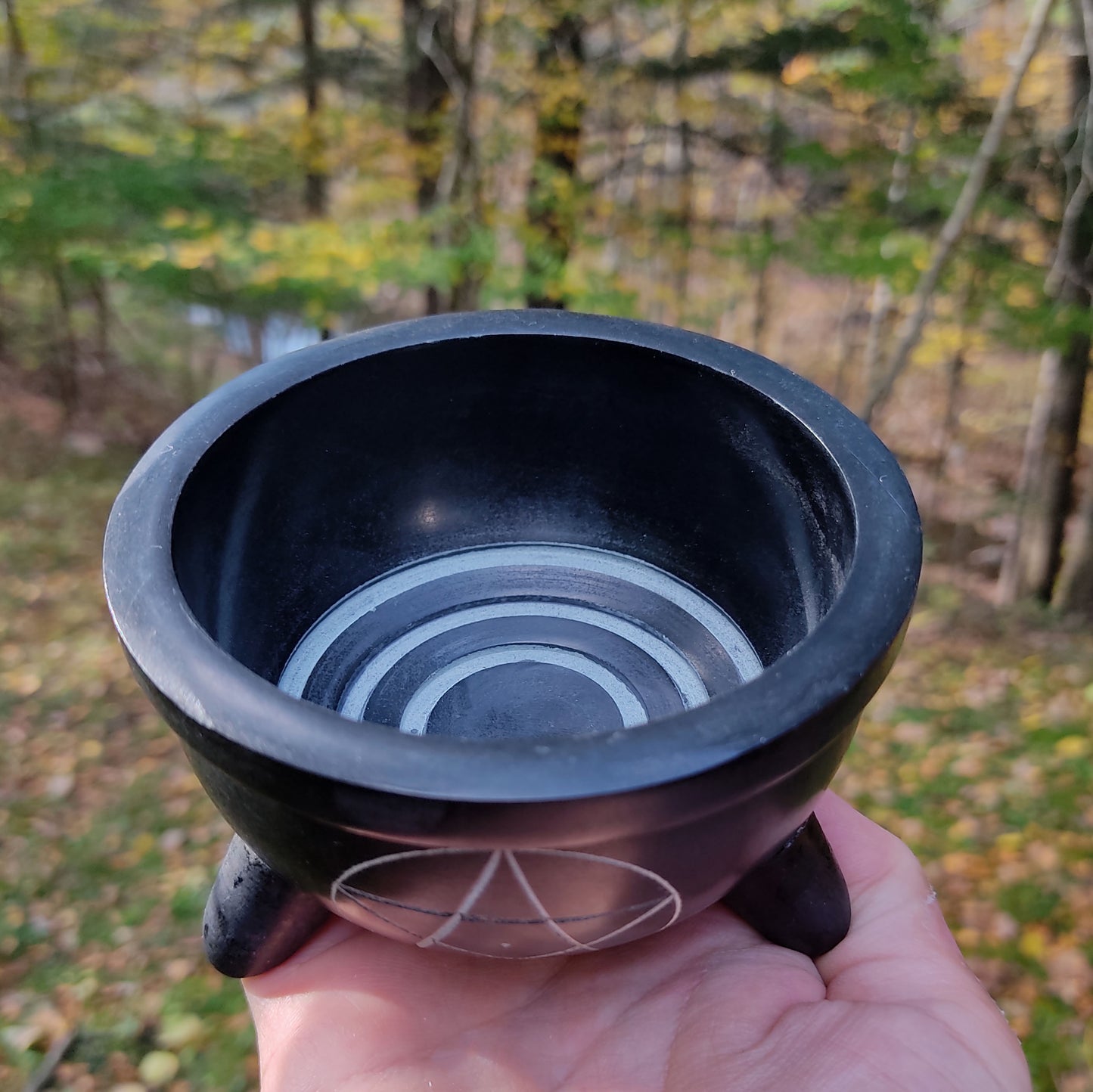 Pentacle Smudge Incense Burner or Altar Offering Bowl Handmade Soapstone 4"