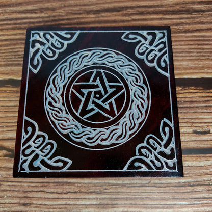 Pentagram Hand-carved Jewelry Box Soapstone Lovely Home Decoration Gift 5"x5"