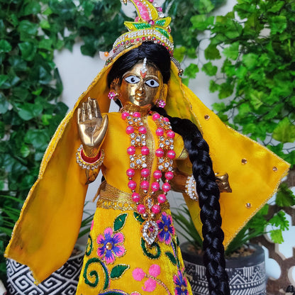 Radharani Brass 8.5" India God Deity Statue Beloved Radha Radhe Handmade