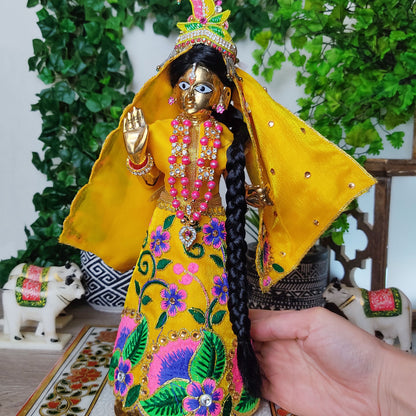 Radharani Brass 8.5" India God Deity Statue Beloved Radha Radhe Handmade