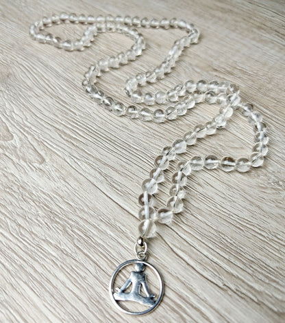 crystal quartz meditation yoga mala necklace