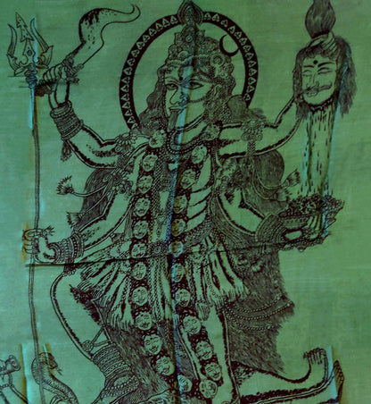 Large Kali Shawl | Oversize 42"X68" Goddess Kali and Shiva Shawl | Altar Cloth