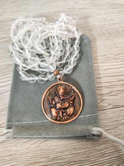 pure copper ganesh ganapati quartz pendant necklace