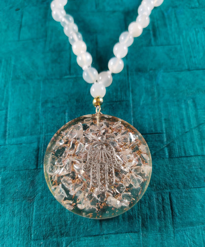 orgone hamsa mooonstone necklace pendant