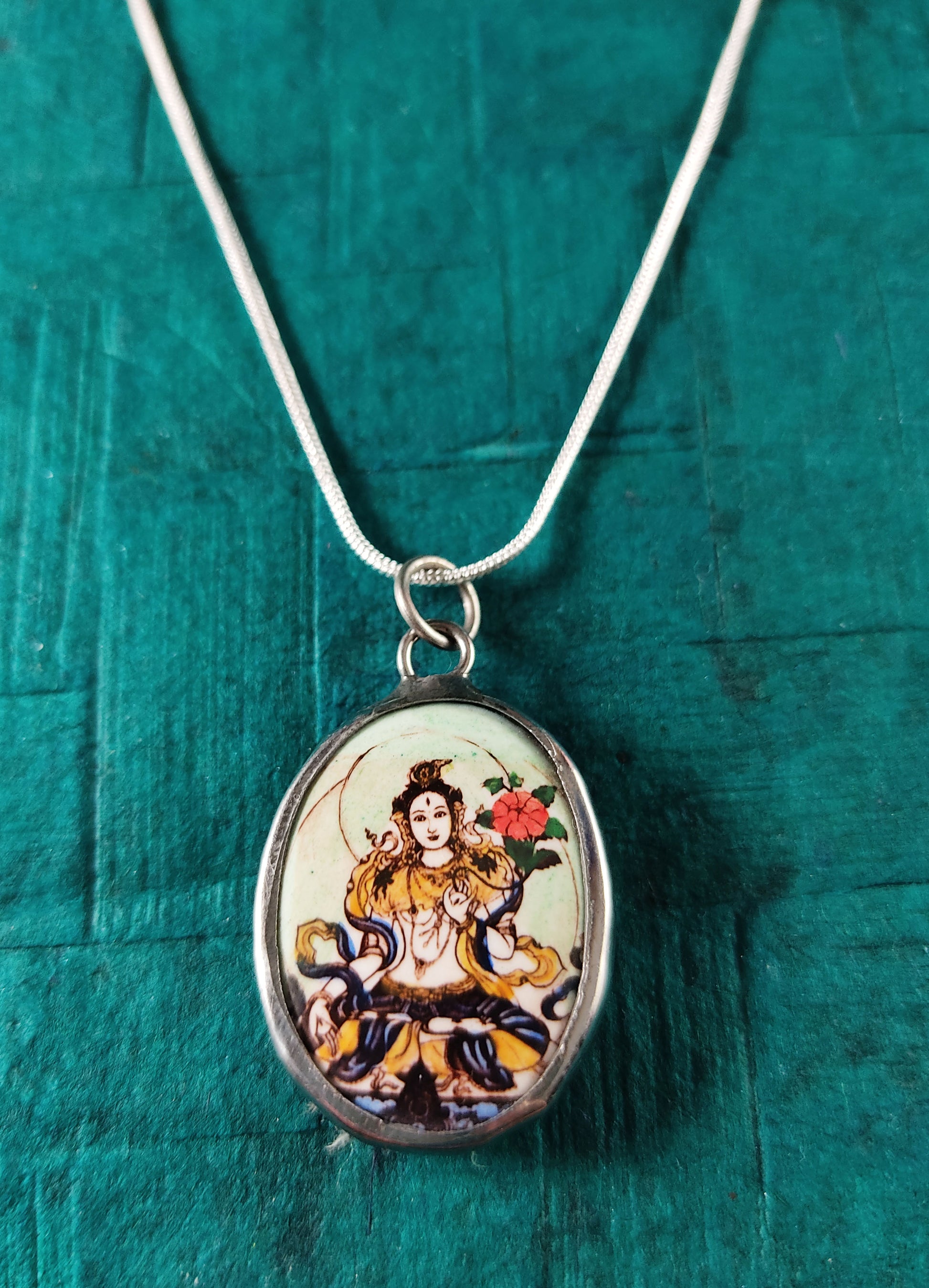 white tara pendant silver necklace jewelry gift