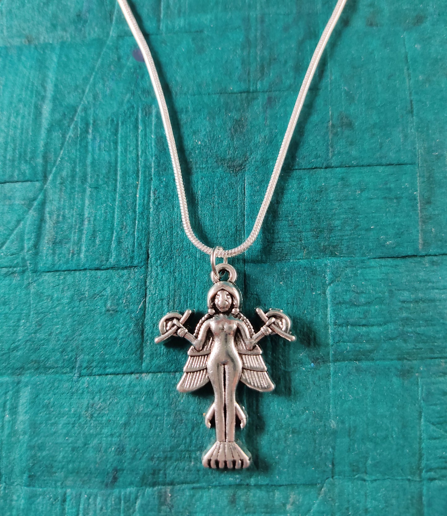 Sumerian Lilith Pendant Silver Plated Snake Necklace Queen Mother Jewelry