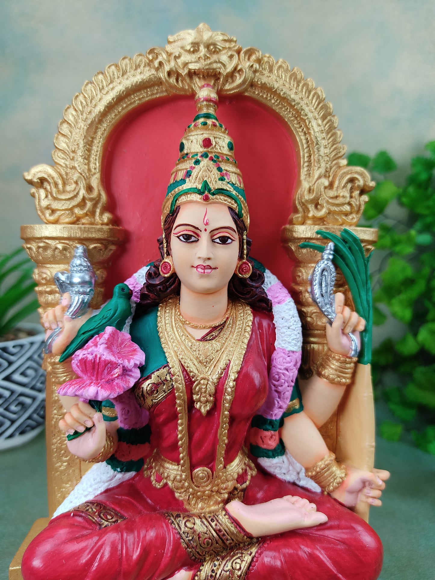 9.25" Goddess Lalitha Devi Statue Tripura Sundari Lalita India Mother Goddess