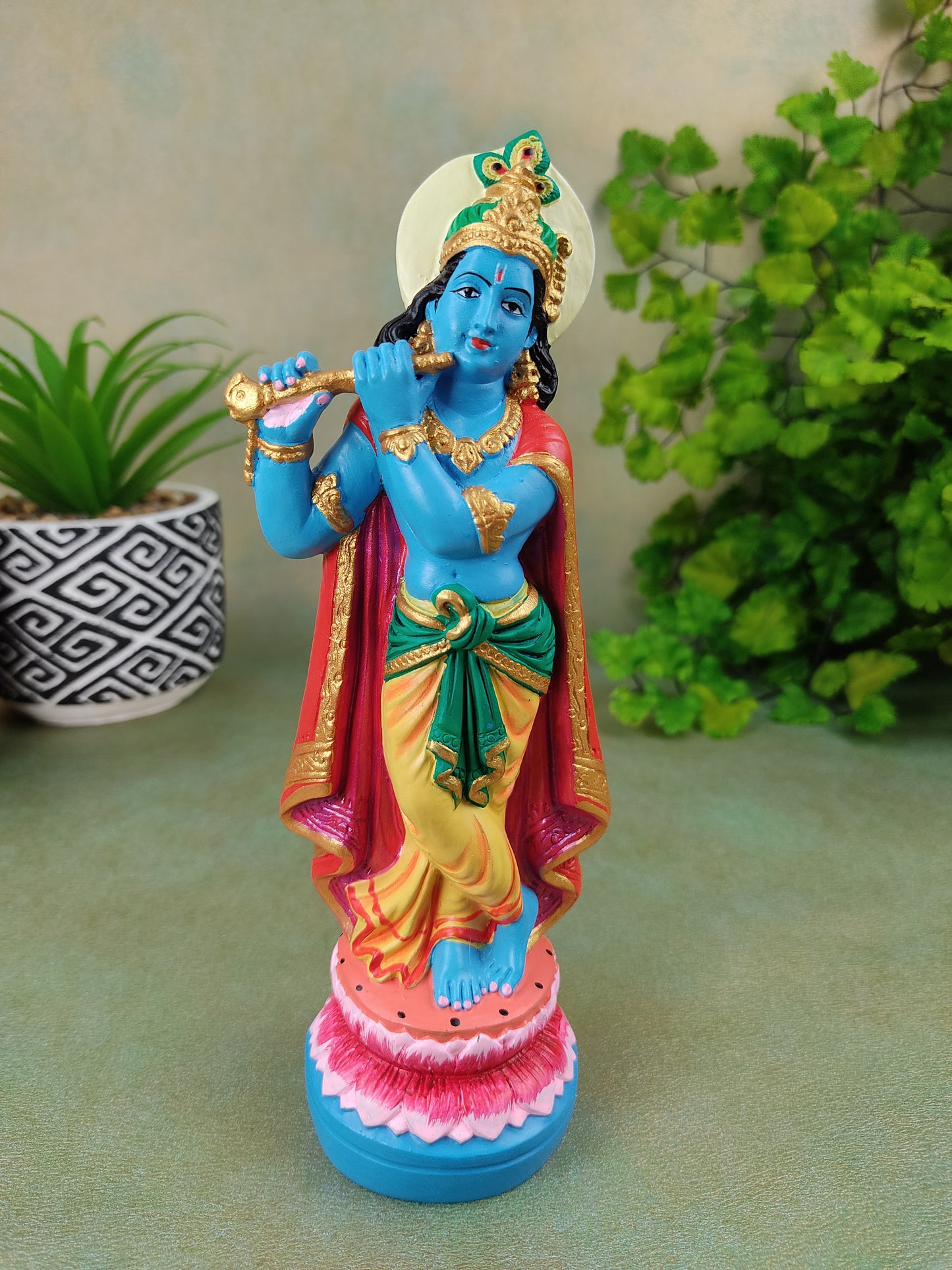 sri krishna god with flute statue figurine