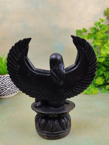 Black Winged Isis Egyptian Goddess Mythology Handmade Resin Statue 7.5"