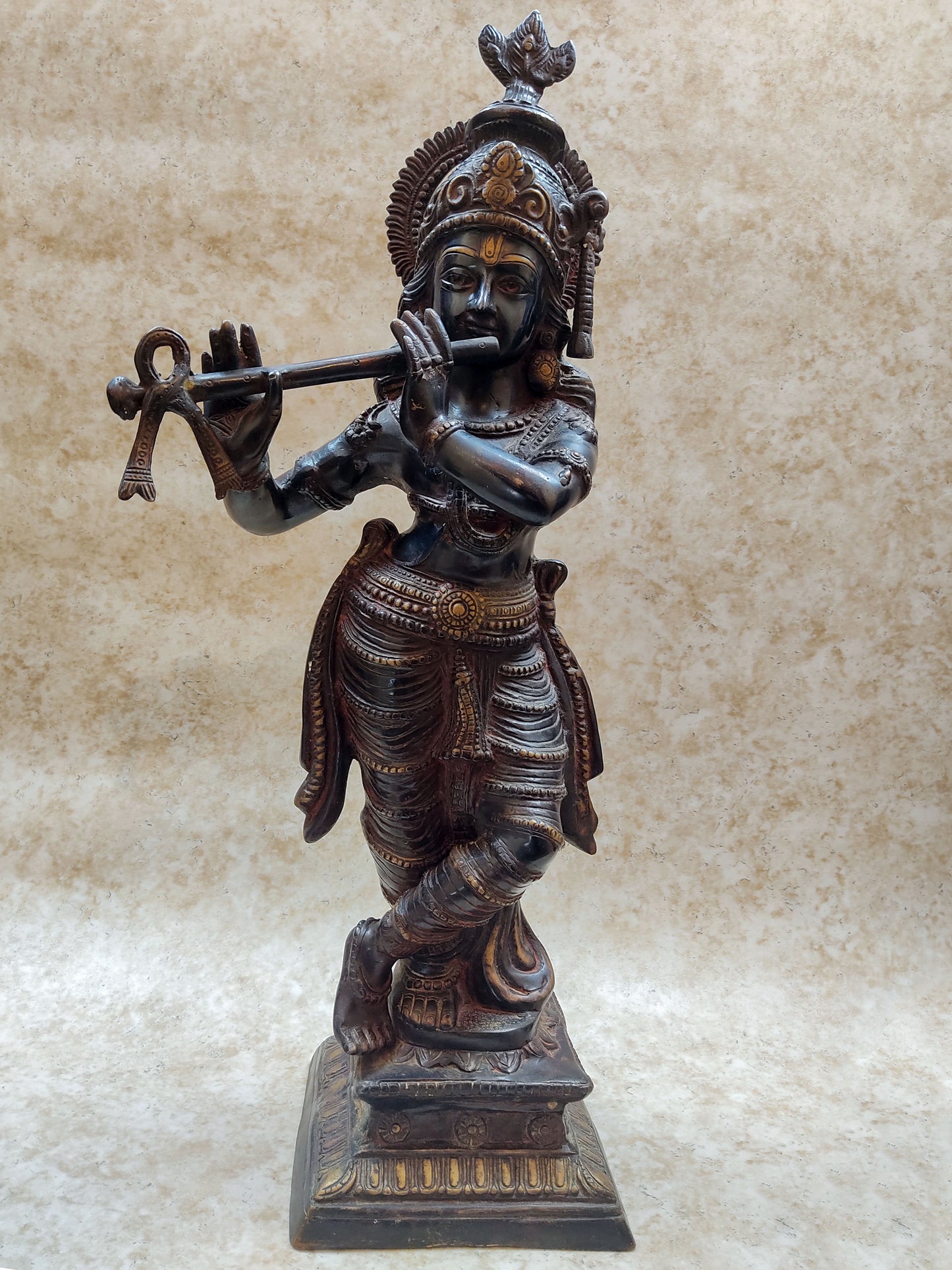 sri krishna with flute brass statue